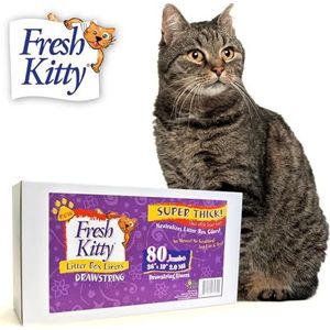 Fresh Kitty Super dik, duurzaam, gemakkelijk schoon te maken Jumbo koord geurende kattenbak Pan Box Liners, tassen voor huisdier katten, 80 ct