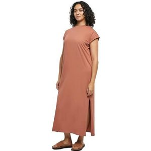 Urban Classics Damesjurk Ladies Long Extended Shoulder Dress Terracotta XL, terracotta, XL