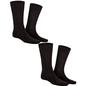 KUNERT Heren Comfort Cotton 2-Pack SOH sokken, Brown-Mel, 47/50, bruin gemêleerd, 47/50 EU