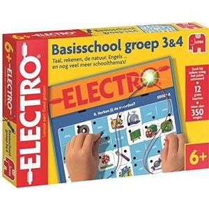 Jumbo Electro Basisschool Groep 3 & 4 - Educatief Spel | Leeftijd 6+ | 1-2 spelers | 12 kaarten met 350+ opdrachten