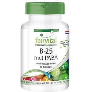 Fairvital | Vitamine B complex met PABA, Vitamin B-12 & Foliumzuur - VEGAN - 90 tabletten - voedingssupplement met choline en inositol
