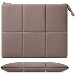 MoKo 9-11 Inch Puffy Tablet Sleeve Bag Fit with New 11-inch iPad Pro M4/iPad Air M2, iPad 10th Gen 10.9, iPad Pro 11, iPad Air 4/5th Gen 10.9, Built-in Elastic Band, PU Leather Carrying Case, Coffee