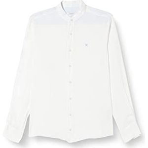 Hackett London Heren kledingstuk geverfd linnen P Shirt, Wit, M