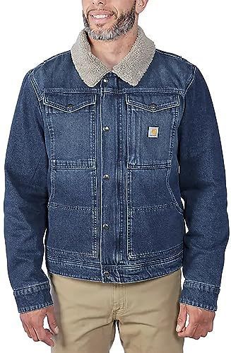 Carhartt - Relaxed Fit Denim Werkjas - Blauwe Denim - 100% Katoen - Sherpa Voering