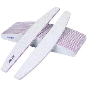 10 stuks nagelvijlen 100/180, dubbelzijdig, herbruikbaar en wasbaar, halve maanvijlen voor privé- en professioneel gebruik