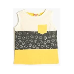 Koton Babyboy Mouwloos T-shirt Color Block Ronde Kraag Katoen, ecru design (0d1), 6-9 Maanden