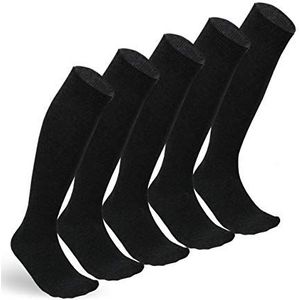 BB BROTHER BROTHER 5 paar knielengte jurksokken voor heren, ademend gekamd katoen, handgekoppelde teen, gladde naad, US 7-10, Zwart, 41-44 EU