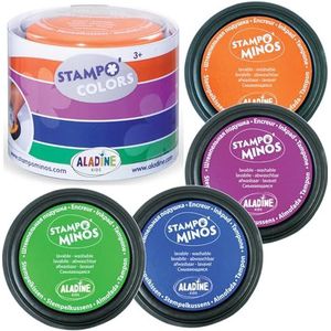Aladine - Stampo Colors Carnival - Inktkleuren XL Maat Kleur - Wasbare Inkt - Handmatige Activiteiten en Creatieve Vrije Tijd voor Kinderen - Doos van 4 Grootformaat Inkt - Vanaf 3 jaar