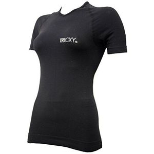 Triloxy Korte mouwen V-hals holle vezel T-shirt, zwart, M/L (50-52)