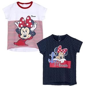 CERDÁ LIFE'S LITTLE MOMENTS Minnie Mouse T-shirt voor meisjes, 2 stuks, met korte mouwen, ideaal voor de zomer, katoen, 100% van Disney officieel gelicentieerd, rood, normaal