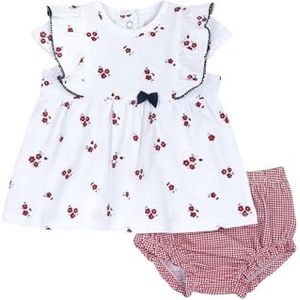 Chicco babyjurk voor meisjes, Wit en Rood, 3 Maanden