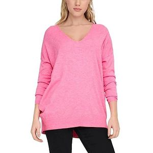 ONLY Dames Onllely L/S losse V-hals Pull KNT Noos gebreide trui, Carmine Rose/Detail: melange, XS