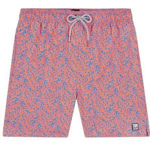 Tom & Teddy Zwemshorts Mid Blue & Orange Coral in maat S voor volwassenen - hoogwaardige badmode geïnspireerd op de Australische strandlifestyle voor vader en zoon, blauw, S