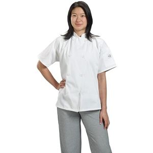 Mercer Culinary M60023WHL Millennia Women's Short Sleeve Cook Jacket with Traditional Buttons, Large, White