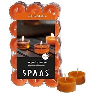 SPAAS 30 Clearlights Geur, theelichten in transparante cup, ± 4,5 uur - Apple Cinnamon