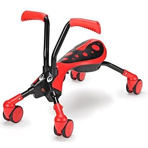 Scramblebug 4-wiel loopfiets | 1-3 jaar oude kinderen | Vouwen en gaan | Kever rood en zwart | Voet-naar-vloer ride-on | Ontwikkel de balansvaardigheden van uw peuter | 360 wielen