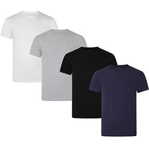 FM London (4-Pack) Organisch T-shirt voor heren | Medium gewicht heren T-shirts Multipack Ideaal voor dagelijks gebruik | Tag Free, Comfortabel, Zacht, Wit, Grijs, Zwart, Navy, S