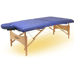 Master Massage Brady Mobil Massaligstoel, cosmetica-ligstoel, therapiebed, inklapbaar met sfeerverlichting, hout, blauw, 69 cm