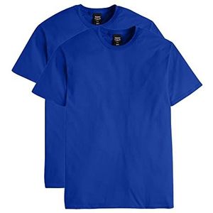 Hanes Heren Nano Premium katoenen T-shirt (Pack van 2), Deep Royal, XL