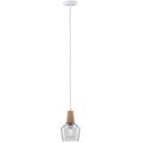 Paulmann 79745 Neordic Ylvie hanglamp max. 1x20W hanglamp voor E27 lampen plafondlamp helder/hout 230V glas/hout zonder lampen, Hout, Helder