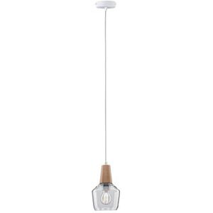 Paulmann 79745 Neordic Ylvie hanglamp max. 1x20W hanglamp voor E27 lampen plafondlamp helder/hout 230V glas/hout zonder lampen, Hout, Helder