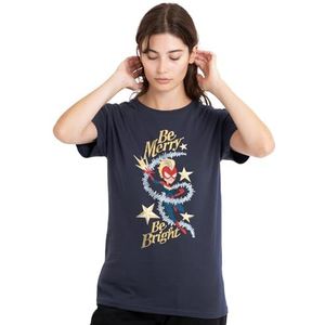 Captain Marvel Be Merry Be Bright dames T-shirt, diep marineblauw, medium, Diepe marine, M
