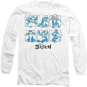 Disney Lilo and Stitch Graphic Blocks Unisex T-shirt met lange mouwen, wit, XX-Large, Wit, XXL