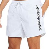 giorgio armani spa Men's Boxer Embroidery Logo Swim Trunks, White, 46, wit