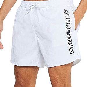 giorgio armani spa Men's Boxer Embroidery Logo Swim Trunks, White, 46, wit