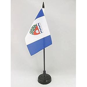 Northwest Territories Table Vlag 15x10 cm - Canada - Canadese Northwest Territorian Desk Vlag 15 x 10 cm - Zwarte plastic stok en voet - AZ FLAG