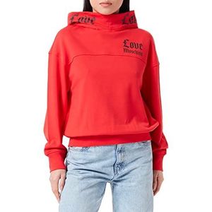 Love Moschino Sweatshirt met lange mouwen en gothic logo-print voor dames, rood, 42