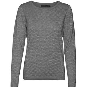 VERO MODA VMCARE Shine LS O-Neck Pullover NOOS, Medium Grey Melange/Detail: w. Silver Lurex, M