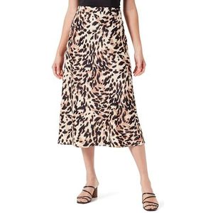 Y.A.S Yaspella Hw Midi Skirt S. Noos Rock voor dames, Zwart/Aop: luipaardprint, S