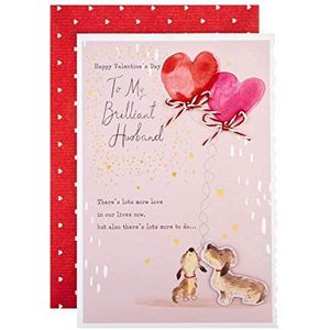 Hallmark Valentijnskaart voor echtgenoot - schattige honden en hart ballonnen ontwerp