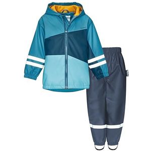 Playshoes Tweedelig regenpak met fleecevoering, gevoerd modderpak, Turquoise fleece tailleband, 98 cm