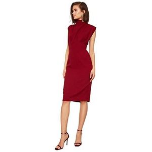 Trendyol Vrouwen Midi Bodycone Slim Fit Geweven Jurk Bordeaux, Rood