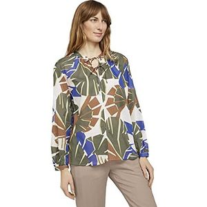 TOM TAILOR Dames Blouse met patroon en binddetail 1025804, 26866 - Multicolor Botanical Design, 40