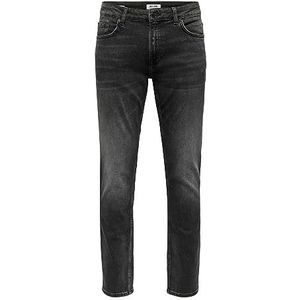 Mann Regular Fit Jeans Straight Denim Stretch Pants Gestenigd Gewassen Broek Trousers, Colour:Grey, Size:31W / 30L