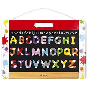 Janod - Splash Wooden Wall Blackboard for Children - Double Sided - 26 Magnets Included - Learning to Read and Write - from 3 Years Old, J09613