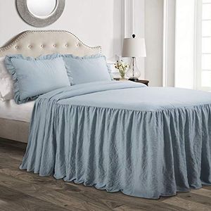 Lush Decor Ruche Rok Sprei, Polyester, Lake Blue, King