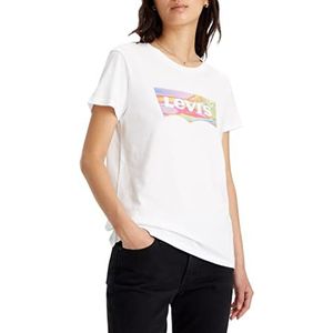 Levi's dames T-shirt The Perfect Tee, Marbling Batwing Bright White, XS