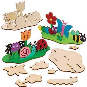 Baker Ross Houtafbeelding-knutselsets ""Kefer"" (4 stuks) – knutselidee voor Pasen voor kinderen om samen te zetten en te decoreren