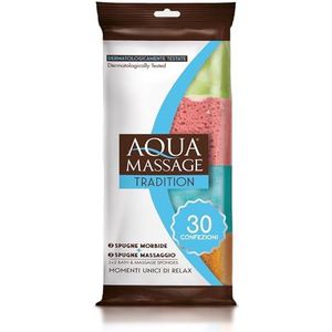 ARIX | 120 massasponzen voor bad en massage uit de lijn Aqua Massage Tradition, ontspannende douchesponzen voor ontspanning, zacht en absorberend, kleurrijke sponzen, 30 verpakkingen