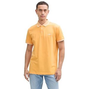 TOM TAILOR Piqué poloshirt voor heren met stretch, 37103 - Peachy Orange, XL