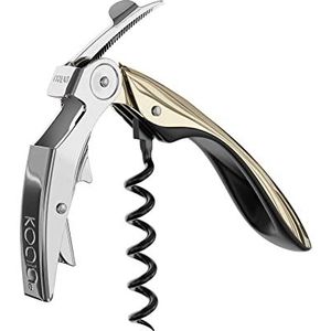 Koala Spain High Tech kurkentrekker, 2-takt, gepatenteerde automatische lip, verchroomd goud, met de hand gepolijst