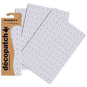 Decopatch papier nr. 661 (blauw roze bloemen stippen, 395 x 298 mm) 3-pack