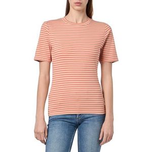 ICHI Ihmira Ss T-shirt voor dames, 202998/Hot Coral Stripe, XS