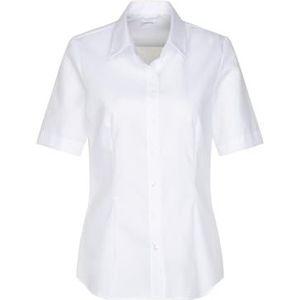 Seidensticker Damesblouse met korte mouwen, regular fit, effen, strijkvrij, hemdblouse, wit, 48