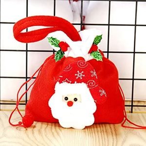SUPERIXO Trekkoord Kersttassen, flanel Santa Claus Snowman Rendier Candy Gift Wrapping Treat Tassen (Santa Claus)