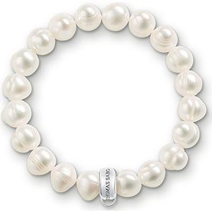 Thomas Sabo X0041-082-14 Bedelarmband voor dames, met gekweekte zoetwaterparels, 925 sterling zilver, 13,00 cm, Parelmoer, Parel